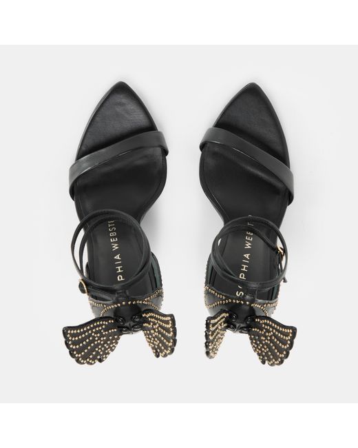 Sophia Webster Black Cherub Slender Heel Ankle Fastening Heeled Sandals