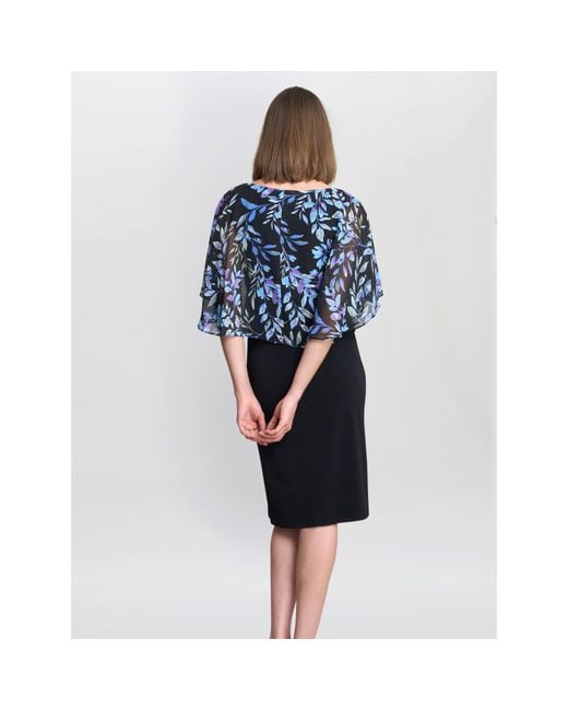 Gina Bacconi Blue Jenny Floral Chiffon Overlay Dress