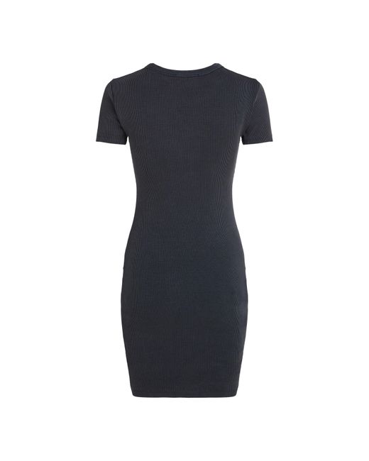 Calvin Klein Blue Washed Woven Label Rib Dress