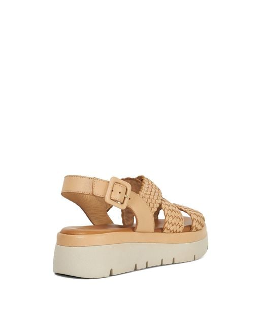 Dune Natural Lorro Open-Toe Leather Flat Sandals