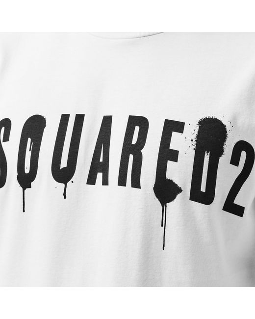 DSquared² White Spray Logo T Shirt for men