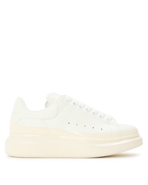McQueen White Logo Print Leather Oversized Trainers