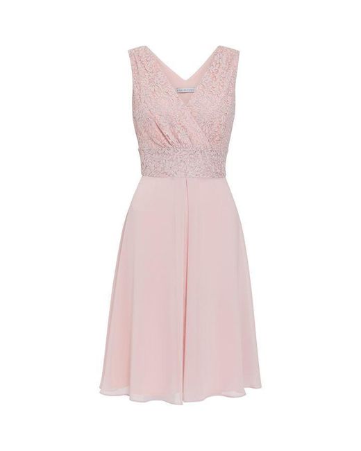 Gina Bacconi Pink Gracie Metallic Corded Lace Dress
