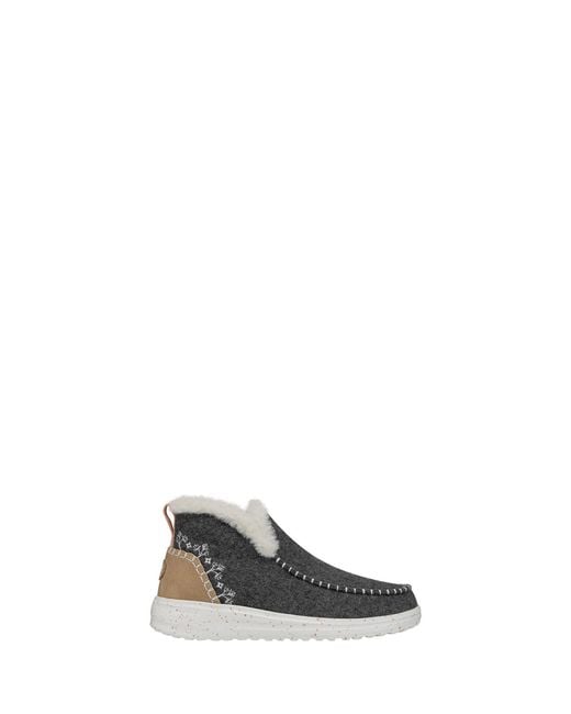 HeyDude Gray Denny Wool Faux Shearling Boots
