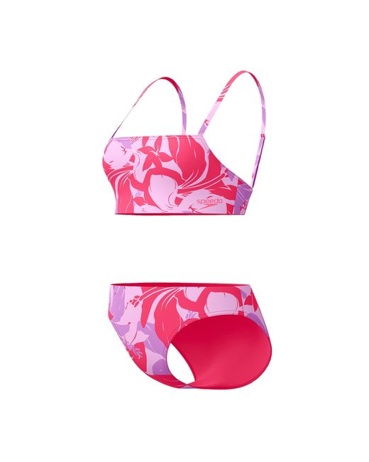 Speedo Pink Printed Adjustable Thinstrap 2 Piece