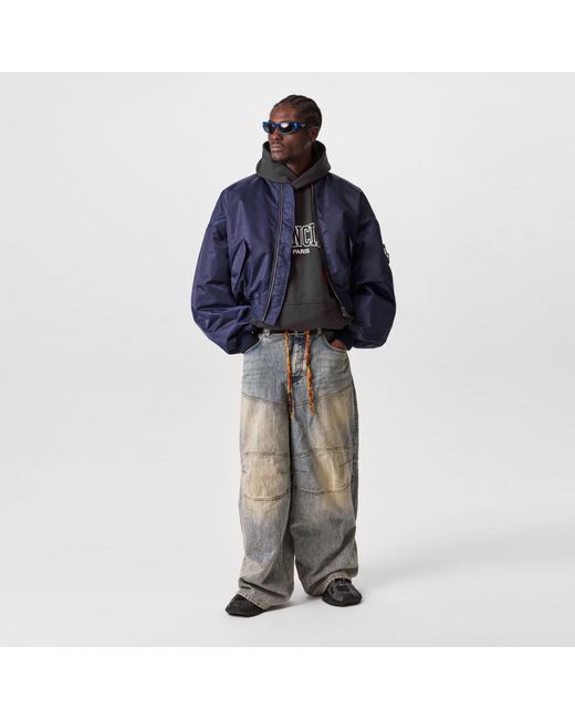 Balenciaga Blue Round Bomber Long Sleeve Zip Parka for men