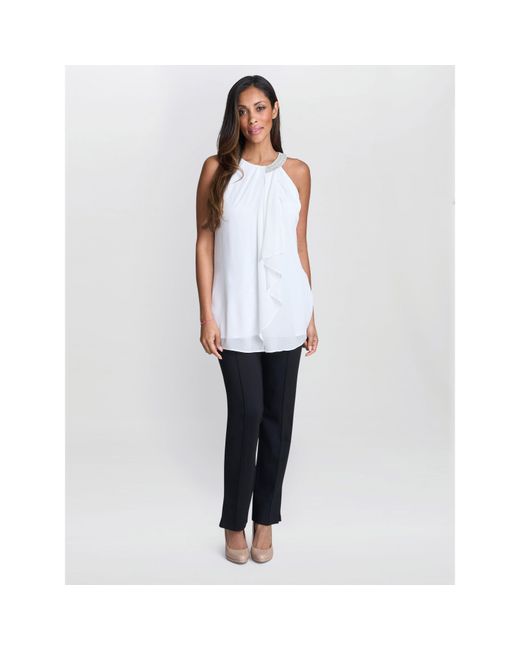Gina Bacconi Blue Elle Halter Top With Beaded Neck