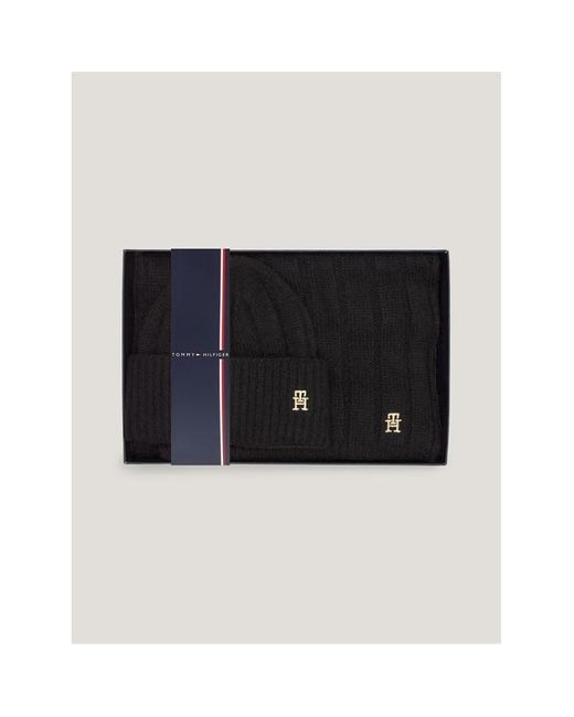 Tommy Hilfiger Black Timeless Beanie And Scarf