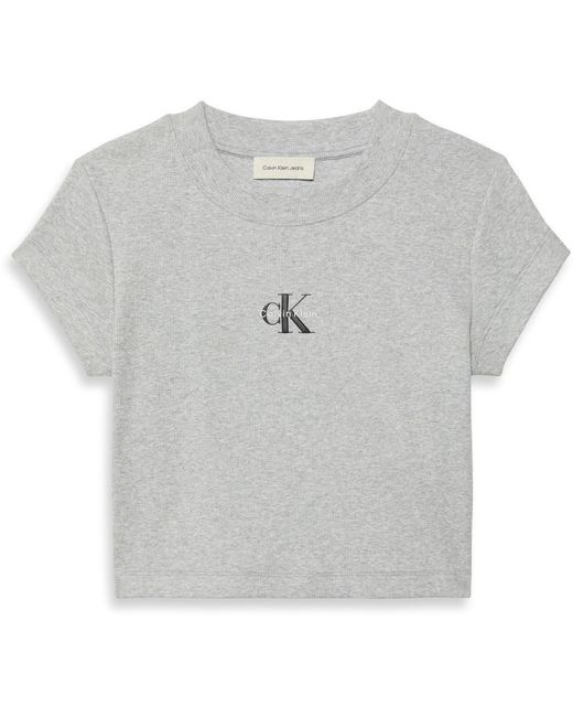 Calvin Klein Gray Ckj Mono Baby T Crop Top