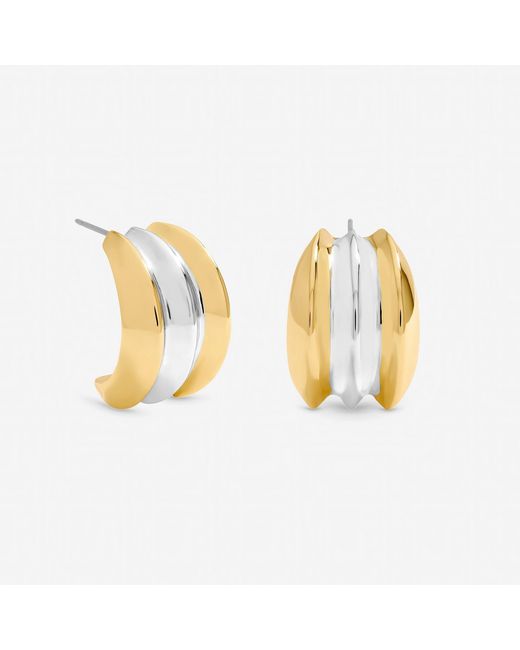 Mood Metallic Two Tone Dome Earrings