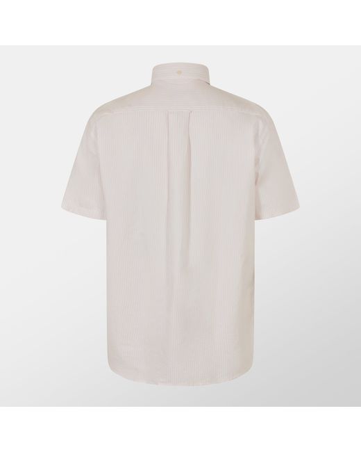 Gant White Regular Fit Striped Classic Oxford Short Sleeve Shirt for men