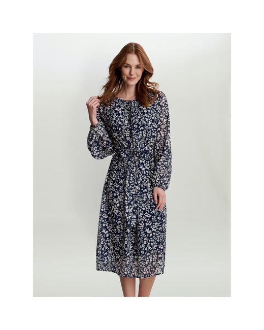 Gina Bacconi Blue Alaska Unwaisted Long Sleeve Dress