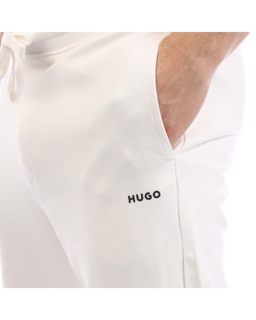 HUGO White Dayote Logo Print Tracksuit Bottoms for men