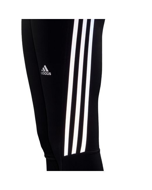 Adidas Black Run Icons 3 Stripe 7/8 Running Tights
