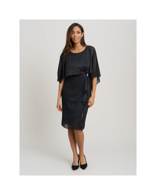 Gina Bacconi Black Diamante Trim Dress With Chiffon Sleeves