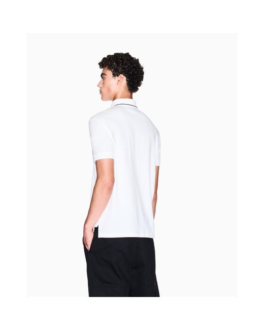 ARMANI EXCHANGE White Short Sleeve Polo Shirts for men
