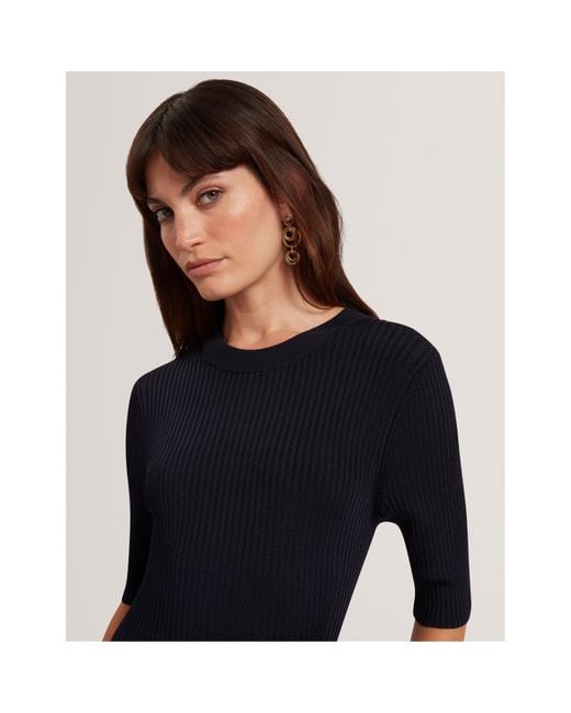 Ted Baker Blue Short-Sleeve Knitted Jumper Dress