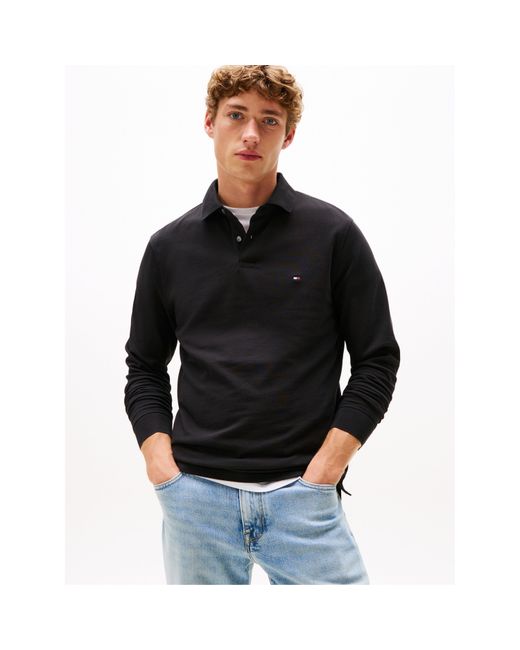 Tommy Hilfiger Black 1985 Long Sleeve Polo Shirt for men