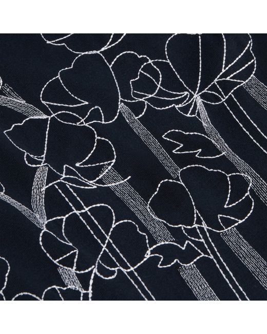 Ted Baker Blue Embroidered Floral Pure Cotton Knit Shirt for men