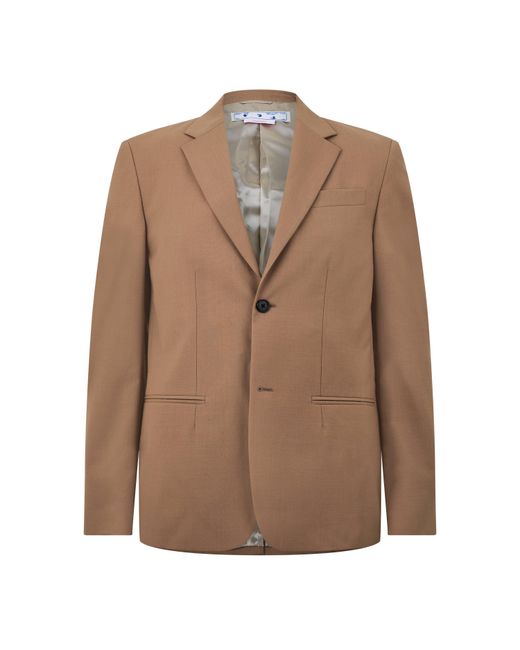 Off-White c/o Virgil Abloh Brown Double Breasted Drill Relaxed Blazer for men