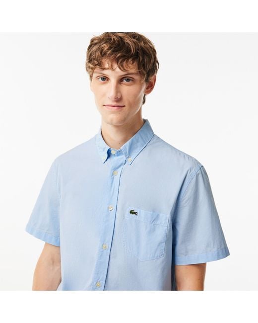 Lacoste Blue Short Sleeve Plain Shirt for men