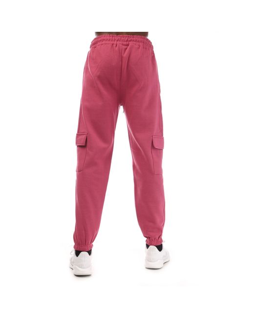 Hype Red Adults Cargo Closed Hem Fleece Joggers