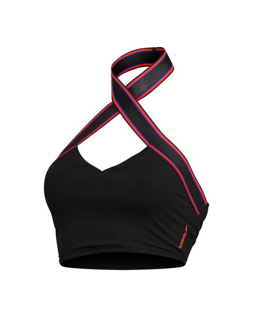 Speedo Black Halter Crop Top Bikini