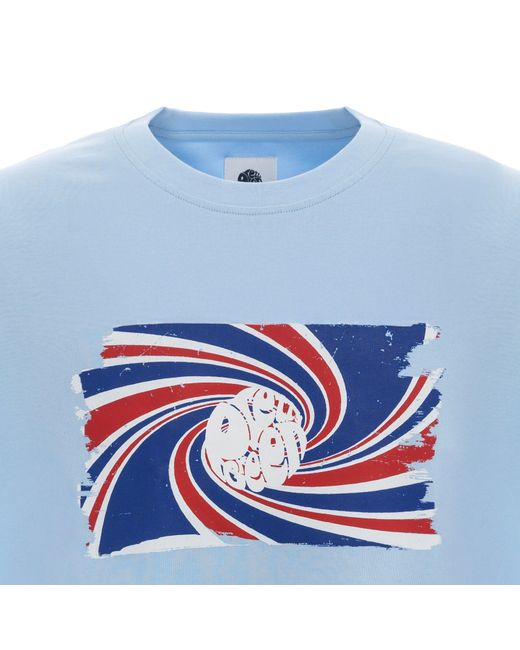 Pretty Green Blue Regular Fit Swirl Logo T-Shirt for men