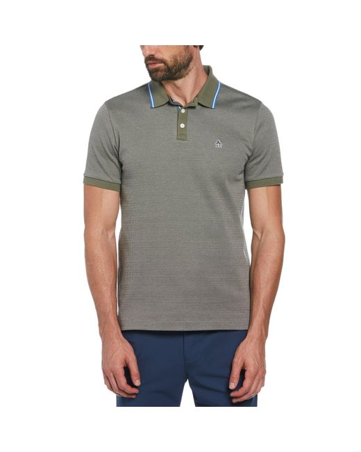 Original Penguin Gray Jacquard Short-Sleeve Polo Shirt for men