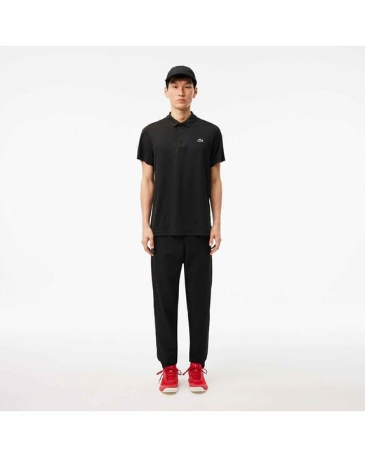 Lacoste Black Tapered Closed Cuff Fleece Joggers for men