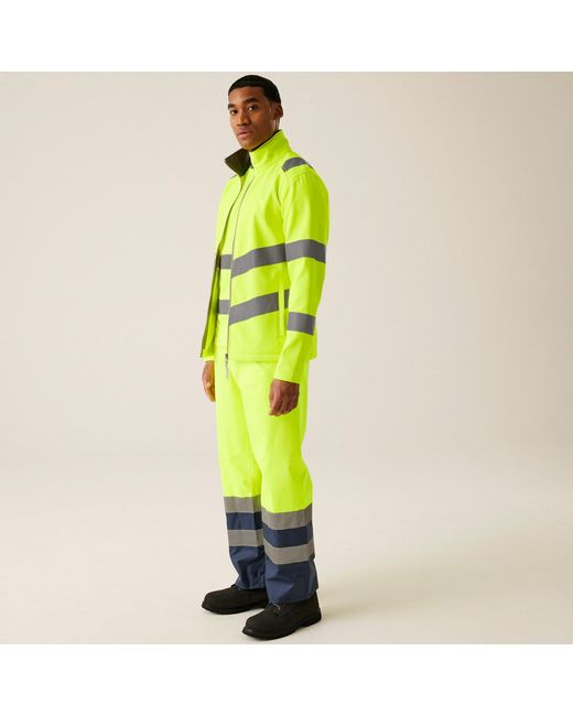 Regatta Green Hi-Vis Pro Contract Ablaze 2 Layer Softshell for men