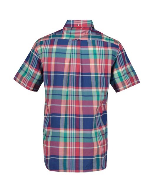 Gant Blue Patterned Short Sleeve Shirt for men