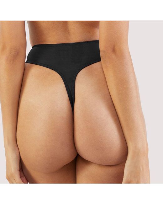 Playful Promises Black Etta Mesh & Satin High Waist Thong