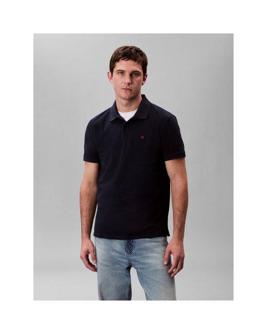 Calvin Klein Blue Ckj Pique Short-Sleeve Polo Shirt for men