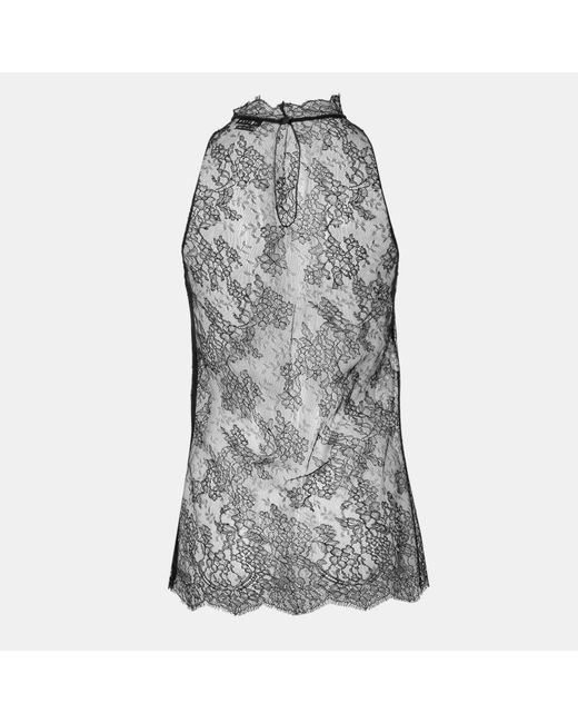 McQueen Gray Sleeveless Lace Top