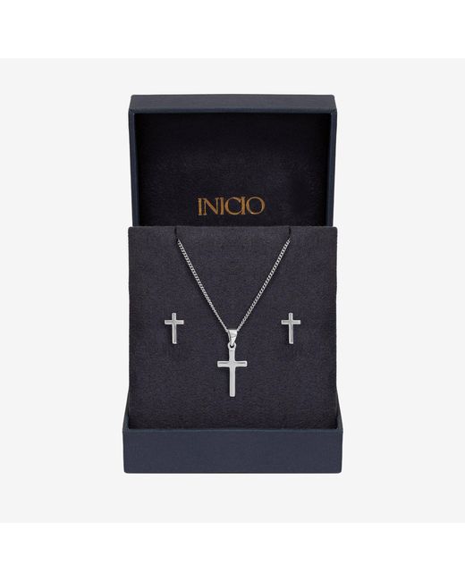 Inicio Blue Sterling Plated Cross Set