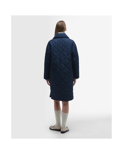Barbour Blue Cassandra Diamond Quilted Mid-Length Quilted Jacket