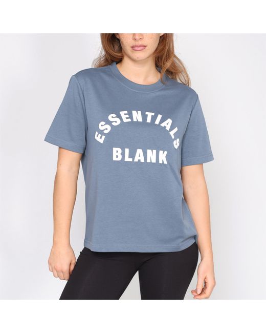 Blank Essentials Blue Blank Arched Print Puff T-Shirt Ladies