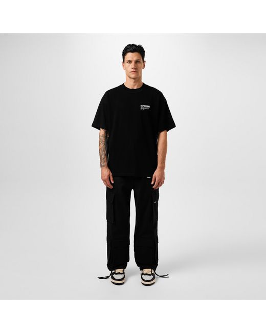 Represent Black Baggy Cargo Trousers for men