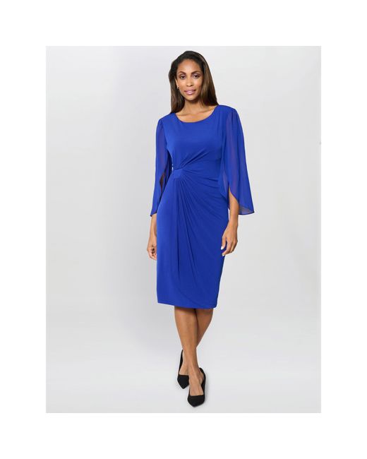 Gina Bacconi Blue Ryder Jersey And Chiffon Wrap Dress