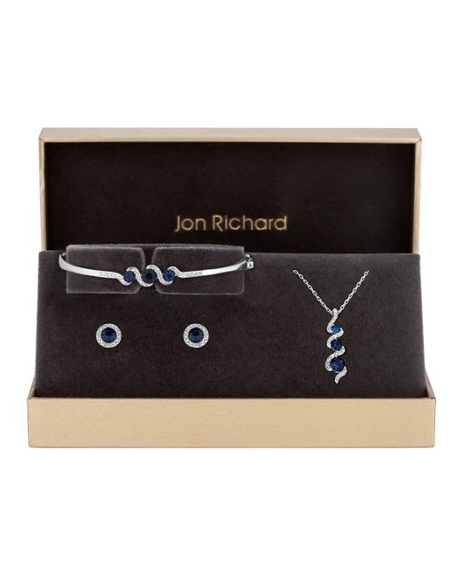 Jon Richard Black Sapphire And Crystal Twist Drop Trio Set