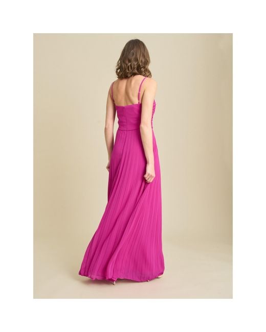 Gina Bacconi Pink Roberta Pleated Maxi Dress
