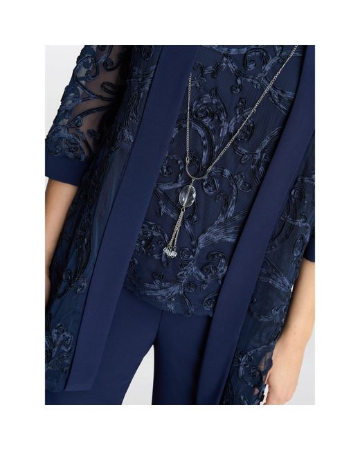 Gina Bacconi Blue Joelle Embroidere Two Piece Trouser Suit