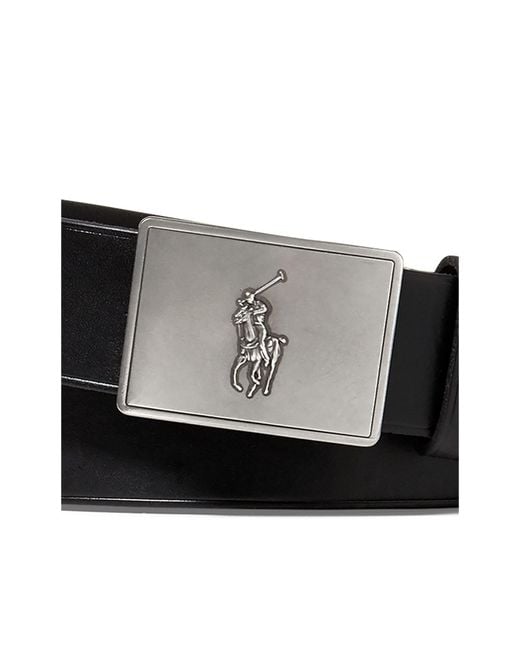 Polo Ralph Lauren Black Plaque Leather Belt for men