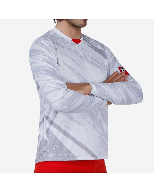 Bicycle Line Gray Ponente Upf 30+ V-Neck Long Sleeve Cycling Jersey for men