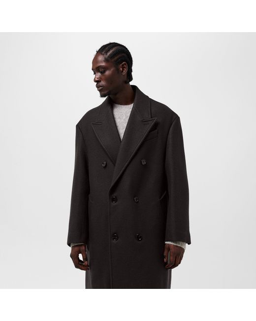 AMI Black Manteau Structured Overcoat for men