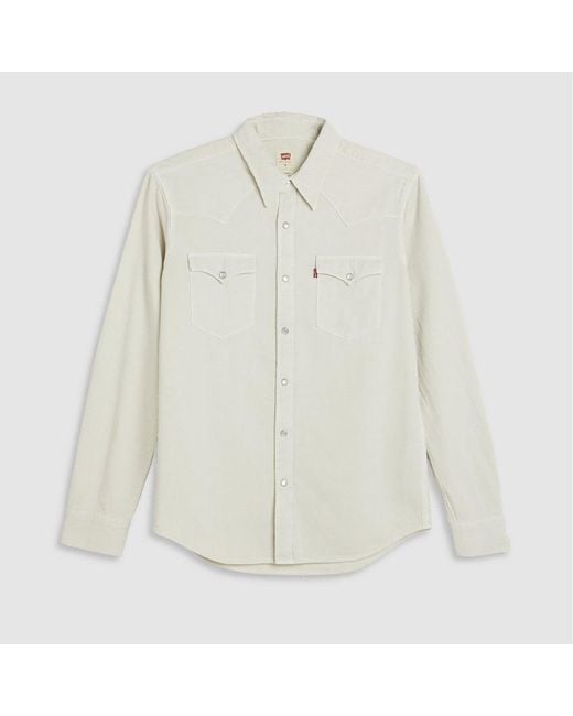 Levi's White Levi's Classic Western Snap Button Chest Pocket Overshirt for men