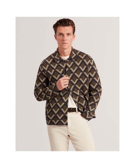 Ted Baker Gray Jacquard Fitted Hybrid Jacket for men