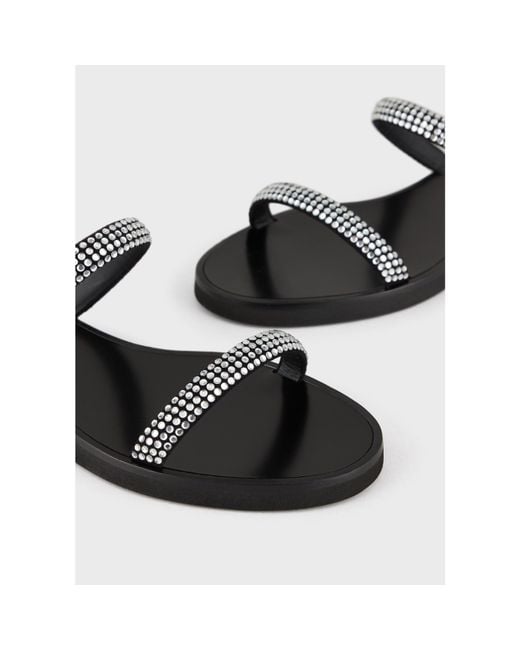 Emporio Armani White 2-Strap Flat Sandals