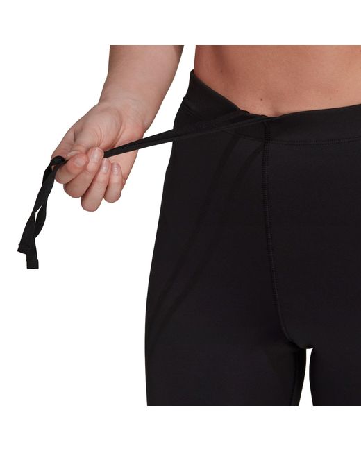 Adidas Black Run Icons 3 Stripe 7/8 Running Tights